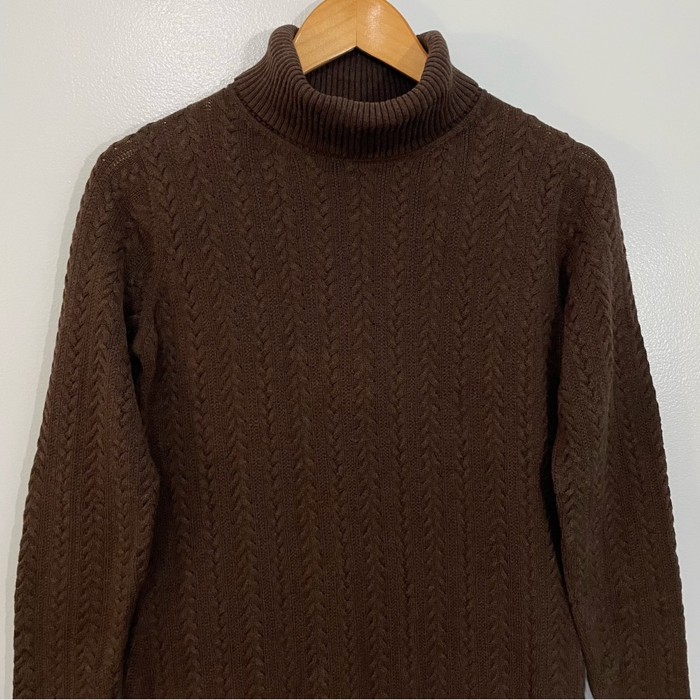 Peruvian Connection Chocolate Brown Turtleneck Sweater Long Dress M